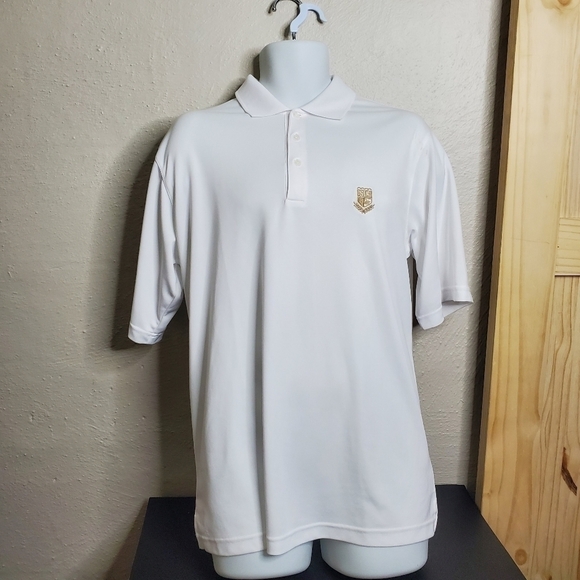 Antigua White Poly Embrodiered Polo Men Size Medium - Picture 1 of 11